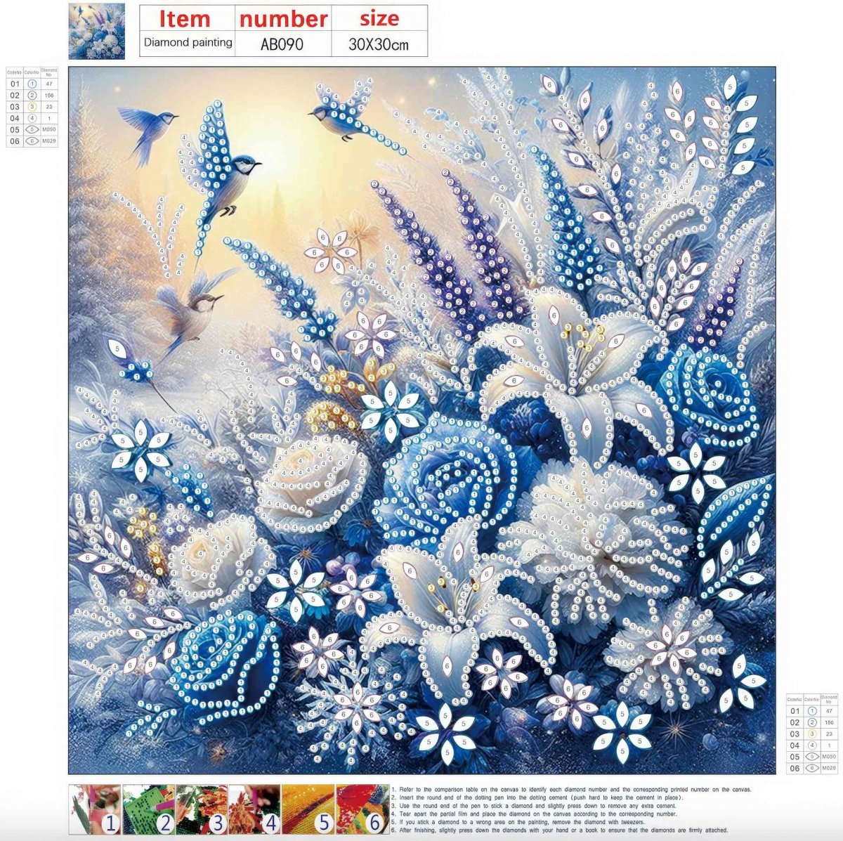 Haft Diamentowy Błękitny Ogród 30x30 cm