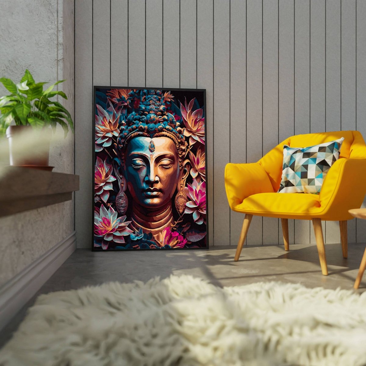 Malowanie Po Numerach Zestaw Buddha w Kwiatach 40x50