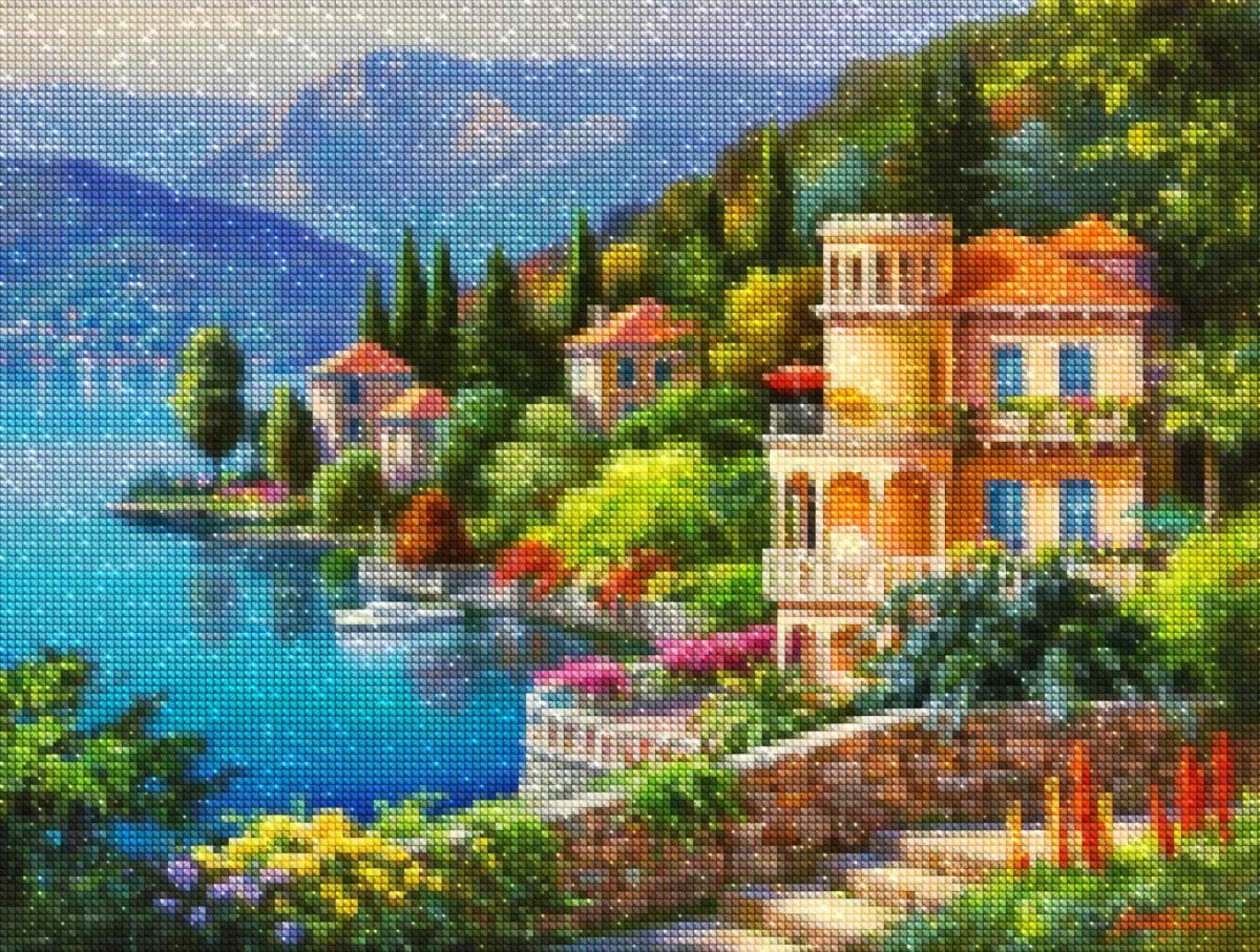 Haft Diamentowy Willa nad Jeziorem 30x40 cm