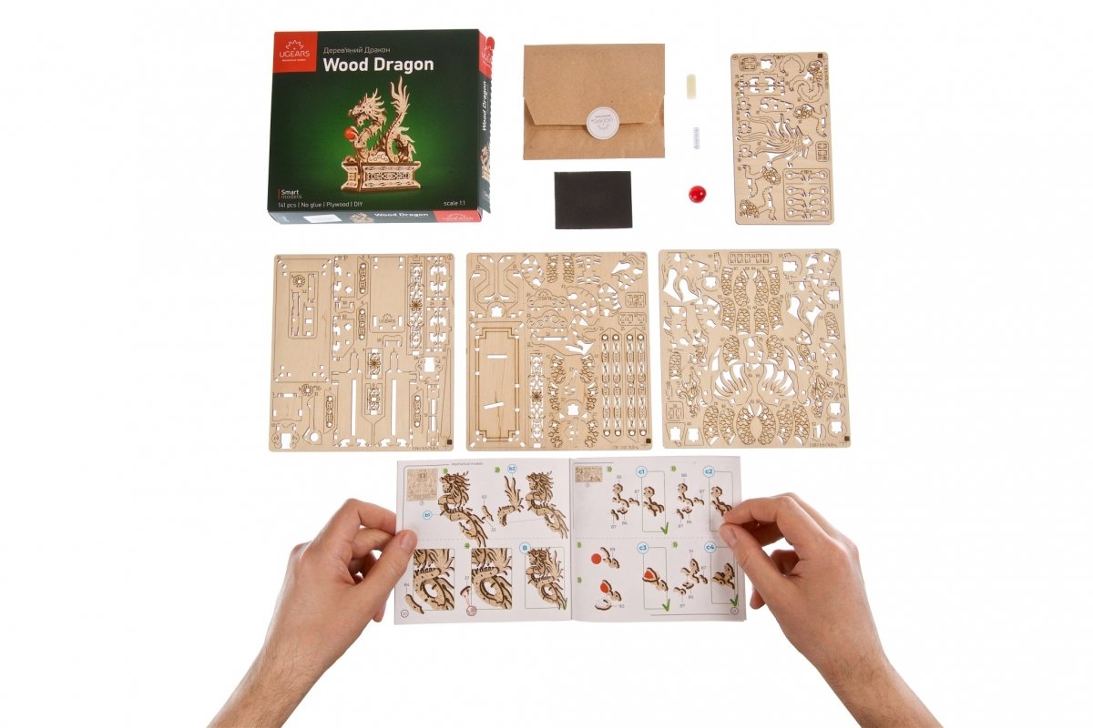 Puzzle 3D Drewniany Smok uGEARS