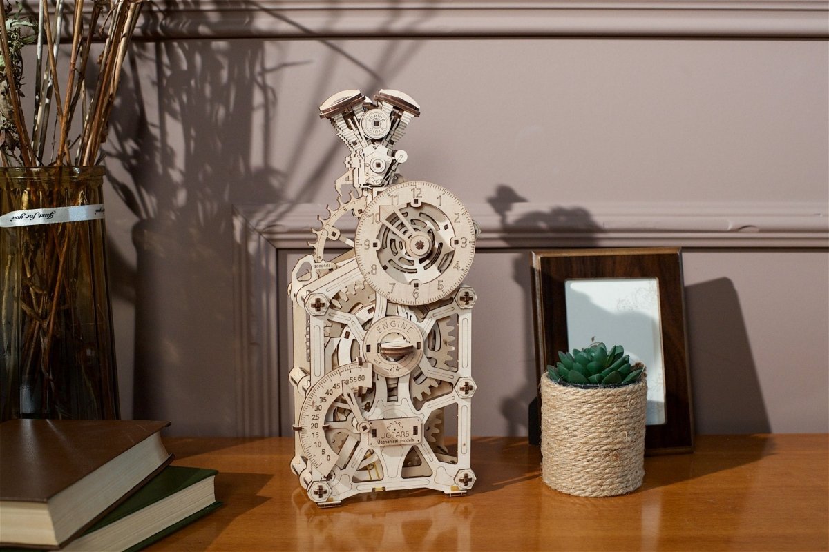 Puzzle 3D Drewniane Zegar Engine Clock uGEARS