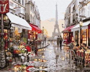 Malowanie Po Numerach Zestaw Paryż po Deszczu 40x50