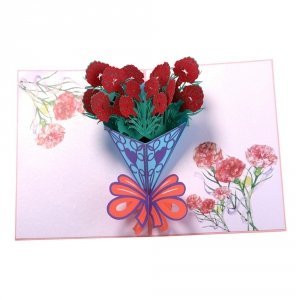 Kartka Pocztowa Okolicznościowa 3D Pop-up Kwiaty Piękne Goździki 3