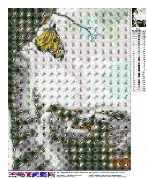 Haft Diamentowy Kotek z Motylkiem 35x45 cm