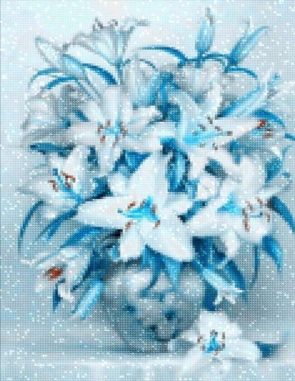 Haft Diamentowy Niebieskie Lilie 40x50