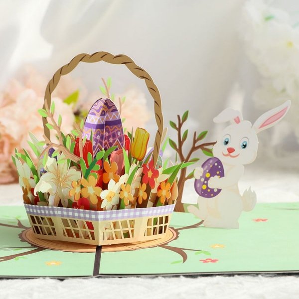 Kartka Pocztowa Okolicznościowa 3D Pop-up Wielkanocny Zajączek