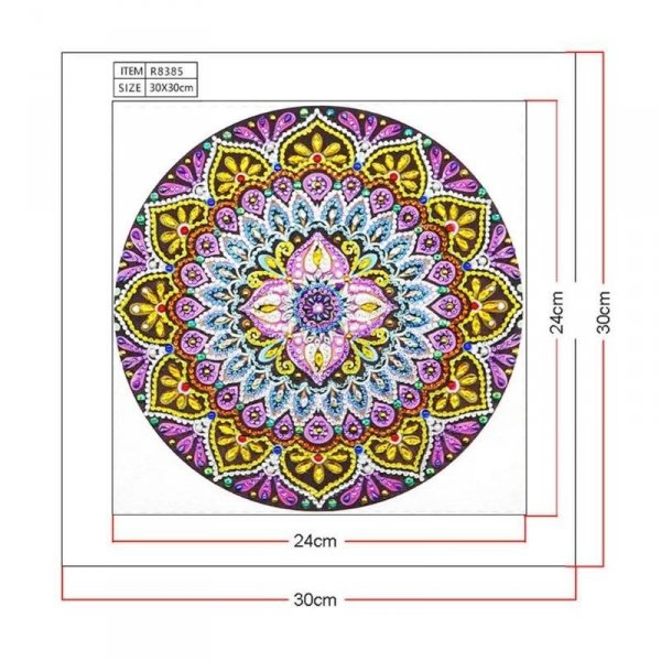 Haft Diamentowy Mandala Serce Kwiatu 30x30 cm