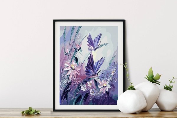 Haft Diamentowy Lawendowe Motyle 30x40 cm