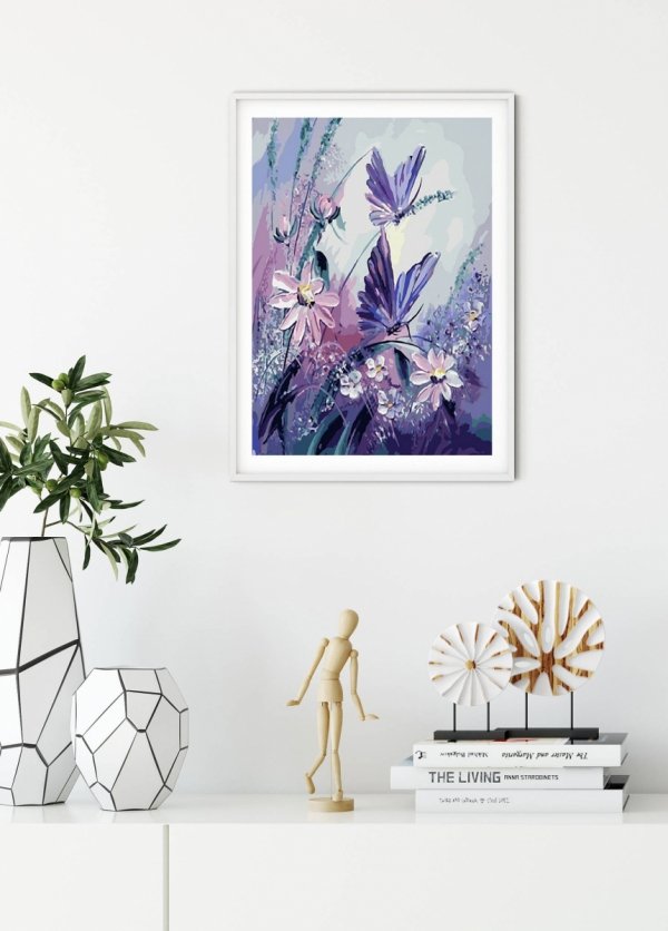 Haft Diamentowy Lawendowe Motyle 30x40 cm