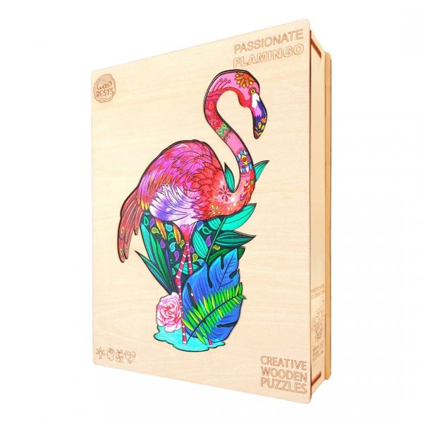Puzzle Drewniane Różowy Flaming L