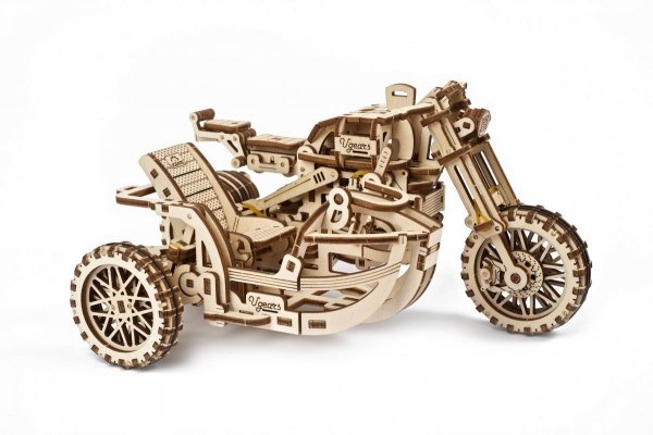 Puzzle 3D Drewniane Scrambler UGR-10 z bocznym wózkiem uGEARS