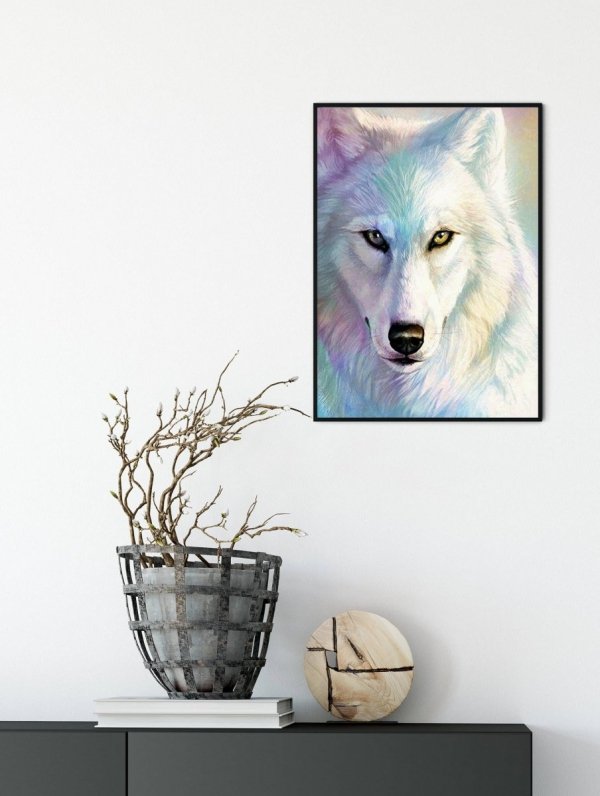 Haft Diamentowy Biały Wilk 30x40 cm