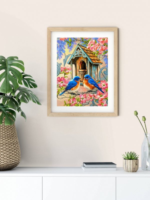 Haft Diamentowy Niebieskie Modraszki 30x40 cm