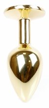 Metal-Gold-klasyczna-mała-wtyczka-analna-z-różowym-kryształkiem