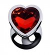 Metal Silver klasyczna mała wtyczka analna z czerwonym kryształkiem serce