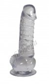 Dildo Crystal Clear Dong penis z jajami na przyssawkę