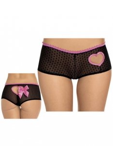 Erotyczne figi Short Roxana z różowymi sercami L/XL