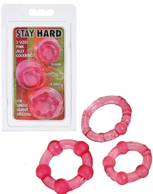 Stay Hard Pink zestaw trzech ringów na penisa