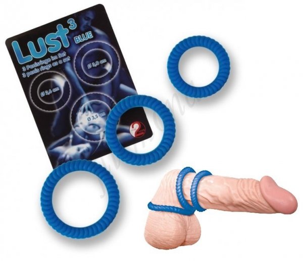 Lust 3 Blue silikonowe ringi erekcyjne