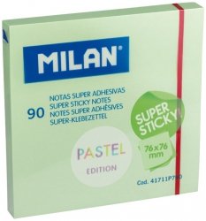 Karteczki samoprzylepne pastel 76x76mm zielone 90szt., Milan