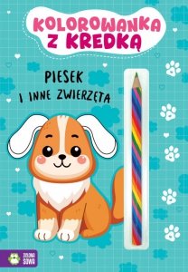 Piesek i inne zwierzęta. Kolorowanka z kredką