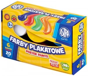 Farby plakatowe 6-kol. 20 ml. Standard box, Astra