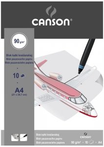 Blok kalki kreślarskiej A4 10 k. 90g Samolot, Canson