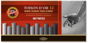 Pastele suche miękkie 12 odcieni szarych, 8522G, Koh-I-Noor