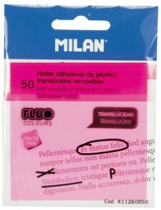 Karteczki fluo 76 x.76 mm różowe, Milan