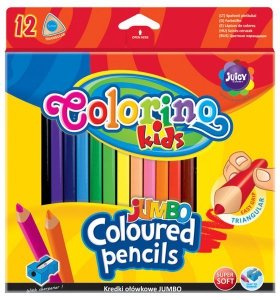 Kredki 12-kol. trójkątne Jumbo Colorino + temp. Patio