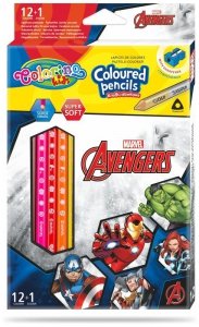 Kredki ołówkowe trójkątne 12+1-kol. Disney Kids Colorino Avengers, Patio