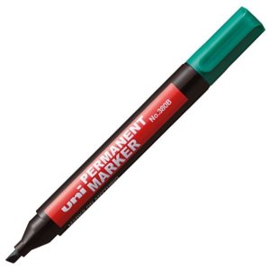 Marker permanentny ścięta końcówka zielony 380B, UNI
