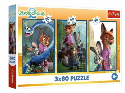 Puzzle 3x80 Zwierzakowe śledztwo Disney Zootopia 2 34897
