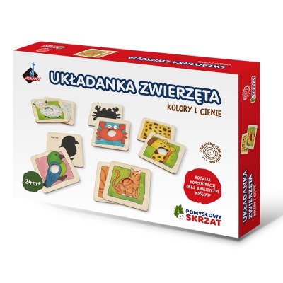 Puzzle Edukacyjne dopasuj kształty i cienie zwierzątka