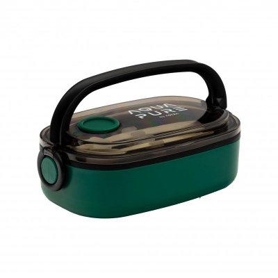 Śniadaniówka 900ml Aqua Pure ze sztuccami green/black