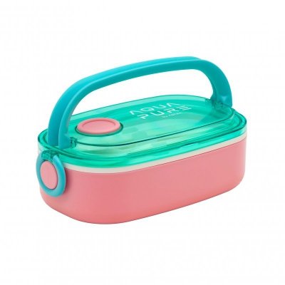 Śniadaniówka 900ml Aqua Pure ze sztuccami mint/pink