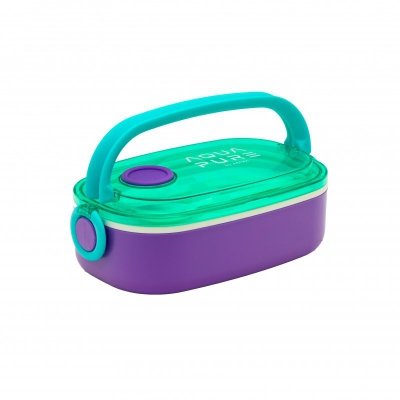 Śniadaniówka 900ml Aqua Pure ze sztuccami mint/lavender