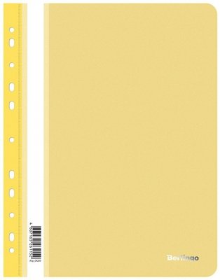 Skoroszyt z perforacją, A4, 180 mikronów, żółty, Berlingo