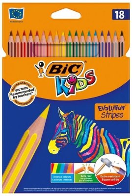 Kredki 14 + 4-kol. Evolution Stripes, BiC