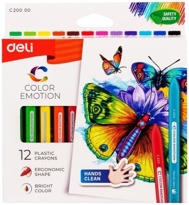 Kredki plastikowe trójkątne 12-kol. Color emotion, Deli