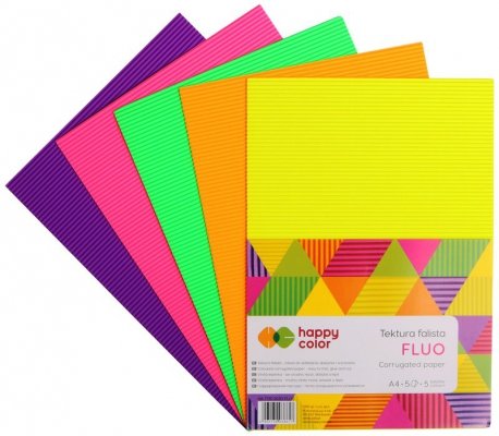 Tektura falista A4 5 kolorów 5 ark. Fluo, Happy Color