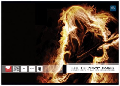 Blok techniczny czarny A4 10 k. 170g, Interdruk