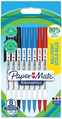 Długopis Kilometroco - Recycling mix op. 8szt , Paper Mate