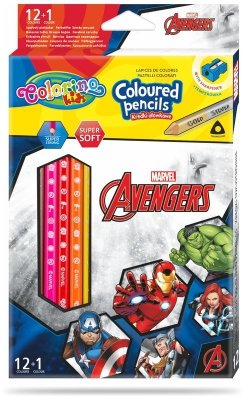 Kredki ołówkowe trójkątne 12+1-kol. Disney Kids Colorino Avengers, Patio