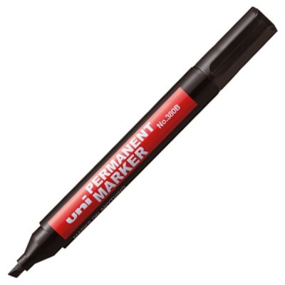 Marker permanentny ścięta końcówka czarny 380B, Uni