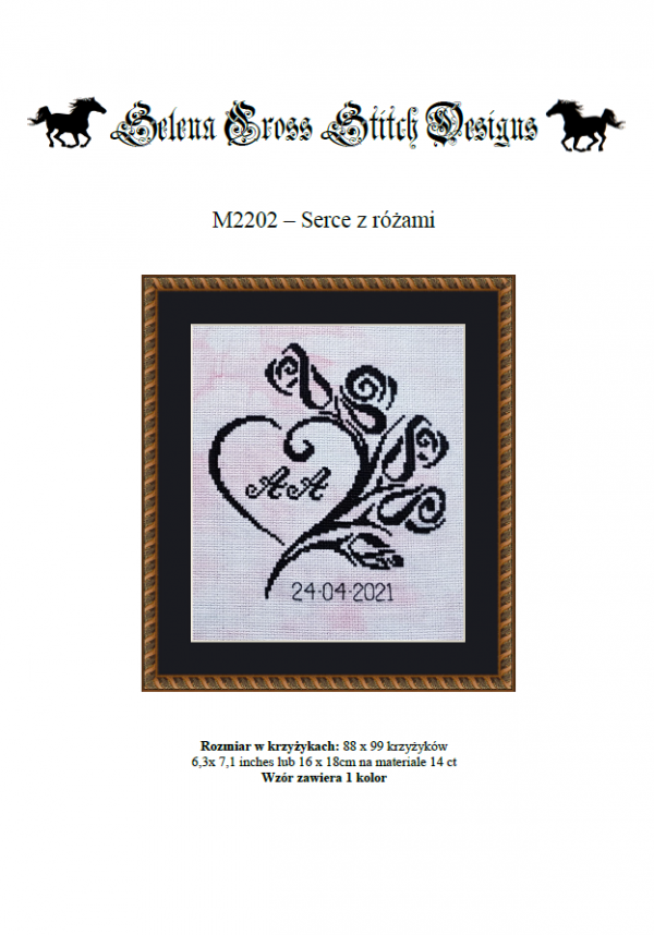 Wzór do haftu M2202 - serce z różami