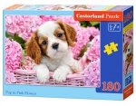 Puzzle Pup in Pink Flowers 180