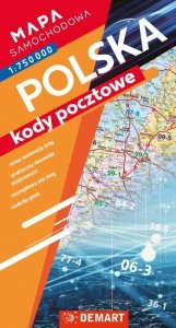 Mapa samochodowa Polski. Kody pocztowe.