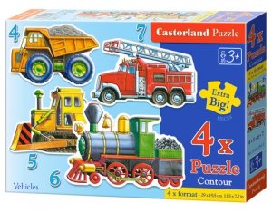 4x1 Puzzle konturowe Vehicles
