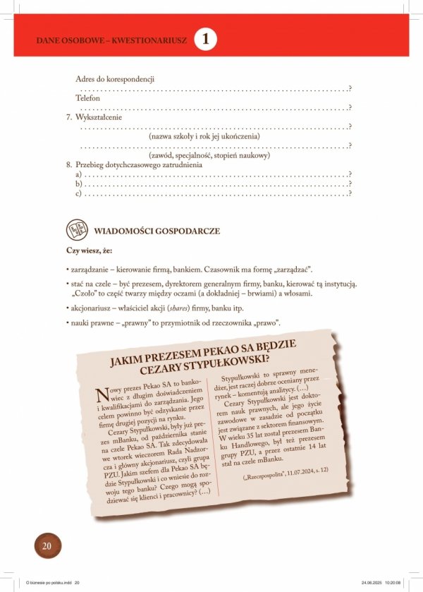 O biznesie po polsku. Podręcznik do nauki języka polskiego. Wprowadzenie do języka biznesu. (B1-B2) Wyd. 2 poprawione